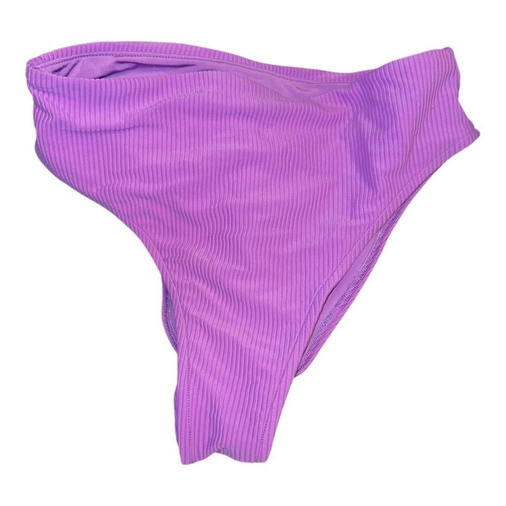 Frankie's Bikinis Vibrant Purple Ribbed Cheeky High Waist Bottom